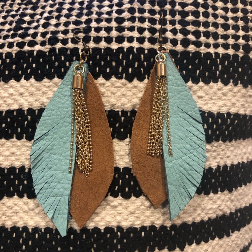 HANDMADE leather earrings:))